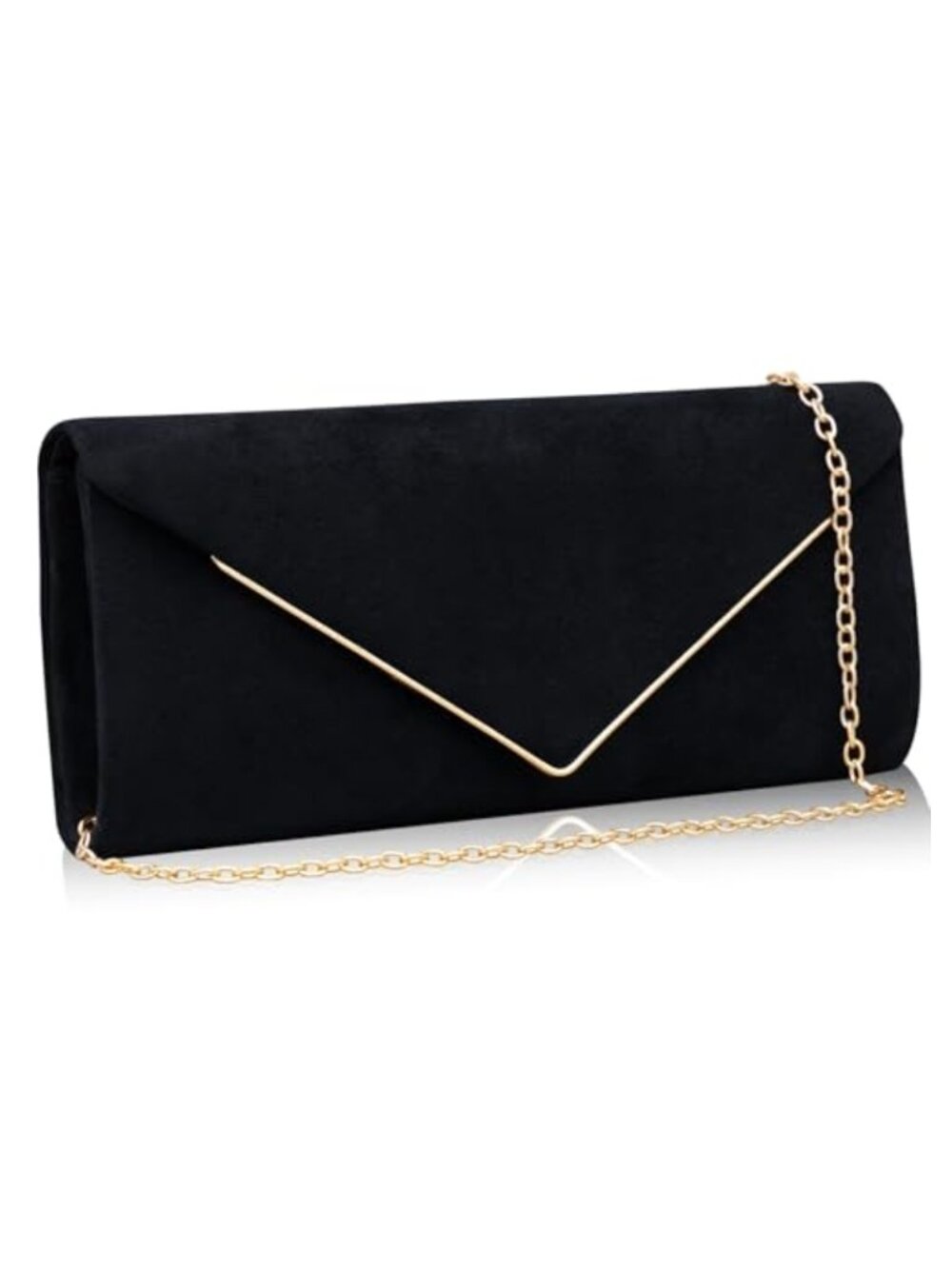 Suede Envelope Clutch Evening Bag Detachable Chain Women's Purse